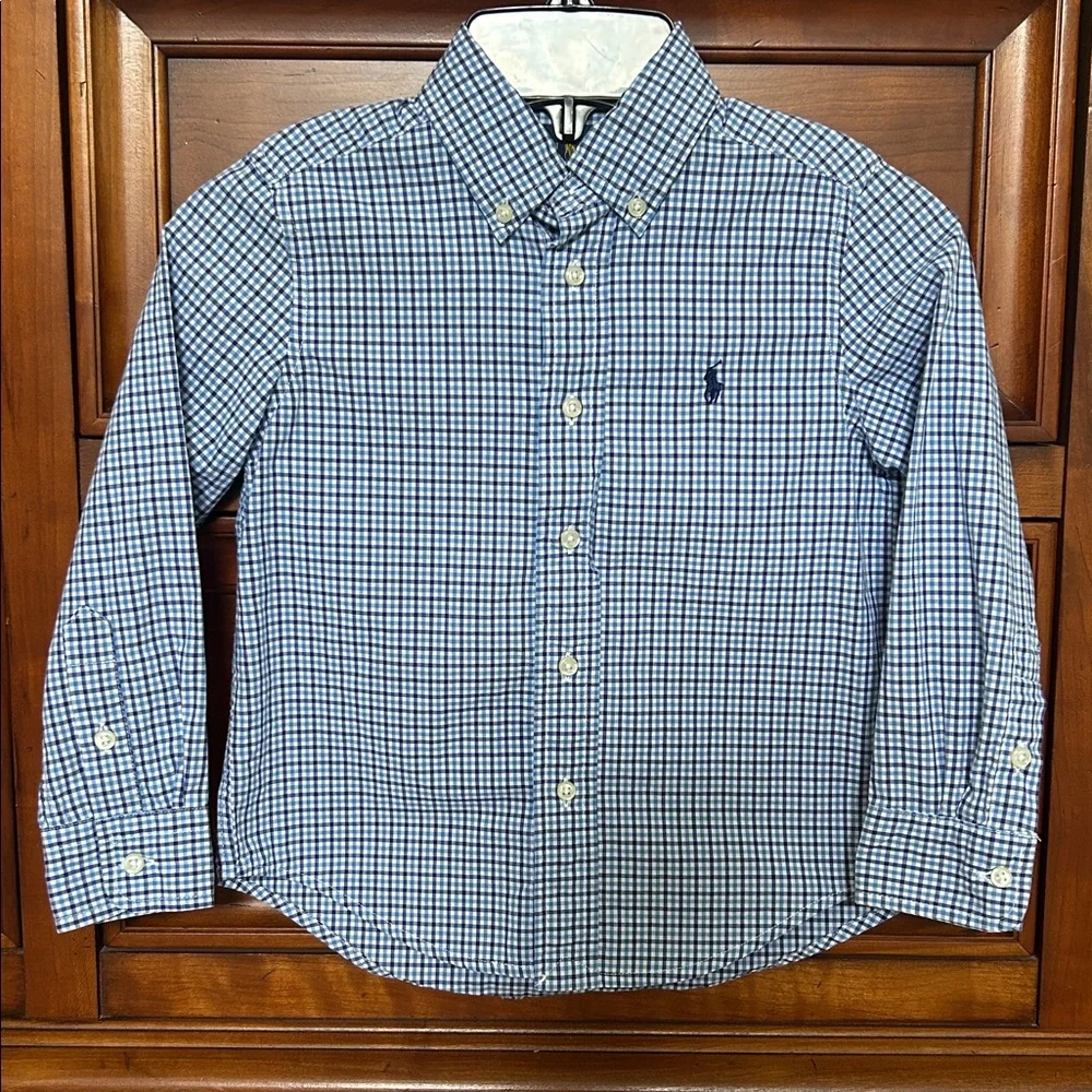 Ralph Lauren Boys Blue & White Gingham Button-Down Shirt